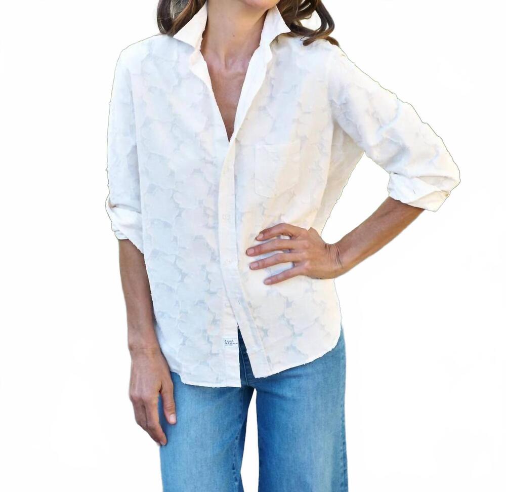 NEW FRANK & EILEEN relaxed button-up shirt in textured natural flowers